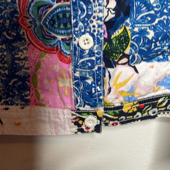 Serengeti Light Weight patchwork lady print jean jacket style shacket, size L - Picture 7 of 10